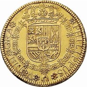 Spain 4 Escudos Felipe V Cuenca 1725 CA JJ KM# 334 PHILIPPUS V DEI GRA coin obverse Spain 4 Escudos Felipe V Cuenca 1725 CA JJ KM# 334 PHILIPPUS V DEI GRA coin obverse