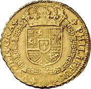Spain 4 Escudos (Felipe V) KM# 314.2 PHILIPPUS V DEI GRA coin obverse Spain 4 Escudos (Felipe V) KM# 314.2 PHILIPPUS V DEI GRA coin obverse