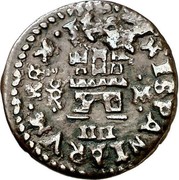 Spain 4 Maravedis Philip IV 1662 M KM# 170 HISPANIARVM REX 1662 R M IIII coin reverse Spain 4 Maravedis Philip IV 1662 M KM# 170 HISPANIARVM REX 1662 R M IIII coin reverse