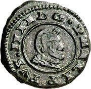 Spain 4 Maravedis Philip IV 1663 N KM# 158 PHILIPPVS IIII D G coin obverse Spain 4 Maravedis Philip IV 1663 N KM# 158 PHILIPPVS IIII D G coin obverse