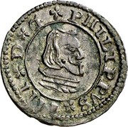 Spain 4 Maravedis Philip IV 1664 Aqueduct BR KM# 151 PHILIPPVS IIII D G coin obverse Spain 4 Maravedis Philip IV 1664 Aqueduct BR KM# 151 PHILIPPVS IIII D G coin obverse