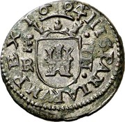 Spain 4 Maravedis Philip IV 1664 Aqueduct BR KM# 151 HISPANIARVM REX 1664 R IIII coin reverse Spain 4 Maravedis Philip IV 1664 Aqueduct BR KM# 151 HISPANIARVM REX 1664 R IIII coin reverse
