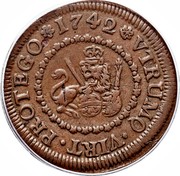 Spain 4 Maravedis Felipe V Segovia 1742 KM# 365 VTRUMQ VIRT PROTEGO 1742 coin reverse Spain 4 Maravedis Felipe V Segovia 1742 KM# 365 VTRUMQ VIRT PROTEGO 1742 coin reverse