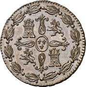 Spain 4 Maravedis Fernando VII Jubia 1824 KM# 505 coin reverse Spain 4 Maravedis Fernando VII Jubia 1824 KM# 505 coin reverse