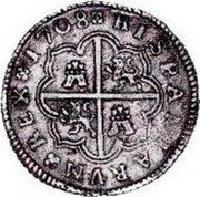 Spain 4 Reales Valencia 1708 F KM# 276 HISPANIARVM REX 1708 coin reverse Spain 4 Reales Valencia 1708 F KM# 276 HISPANIARVM REX 1708 coin reverse