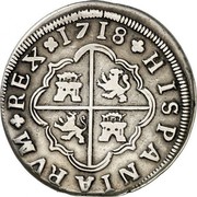 Spain 4 Reales Sevilla 1718 M KM# 309 1718 HISPANIARVM REX coin reverse Spain 4 Reales Sevilla 1718 M KM# 309 1718 HISPANIARVM REX coin reverse