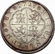 Spain 4 Reales Segovia Acueducto 1728 F KM# 337.3 HISPANIARUM REX 1728 coin reverse Spain 4 Reales Segovia Acueducto 1728 F KM# 337.3 HISPANIARUM REX 1728 coin reverse