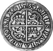 Spain 4 Reales Felipe V 1734 JF KM# 337.1 1737 HISPANIARUM REX coin reverse Spain 4 Reales Felipe V 1734 JF KM# 337.1 1737 HISPANIARUM REX coin reverse