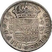 Spain 4 Reales 1761 JP KM# 396.1 Milled Real Coinage CAROLUS III D G R 4 M JP coin obverse