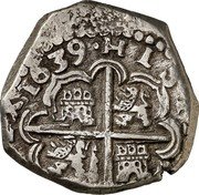 Spain 4 Reales KM# 35.4 Hammered Coinage HISPANIARVM REX 1639 coin reverse Spain 4 Reales KM# 35.4 Hammered Coinage HISPANIARVM REX 1639 coin reverse