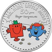 UK 5 Pounds 50th Anniversary of Mr. Men Little Miss. Colored 2021 Brilliant Uncirculated (BU) MR. MEN LITTLE MISS 50 YEARS ROGER HARGREAVES coin reverse UK 5 Pounds 50th Anniversary of Mr. Men Little Miss. Colored 2021 Brilliant Uncirculated (BU) MR. MEN LITTLE MISS 50 YEARS ROGER HARGREAVES coin reverse