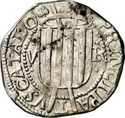 Spain 5 Reales Argentona 1642 KM# 94 V R PRINCIPATVS CATAL coin obverse Spain 5 Reales Argentona 1642 KM# 94 V R PRINCIPATVS CATAL coin obverse