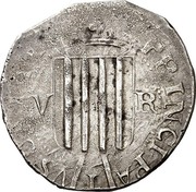 Spain 5 Reales Terrassa 1642 KM# 72 V R PRINSIPATVS CATAL coin obverse Spain 5 Reales Terrassa 1642 KM# 72 V R PRINSIPATVS CATAL coin obverse