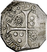 Spain 5 Reales Louis XIII 1642 KM# 95 OPIDVM BISVLDVNENS1642 coin reverse Spain 5 Reales Louis XIII 1642 KM# 95 OPIDVM BISVLDVNENS1642 coin reverse