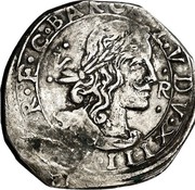 Spain 5 Reales (Louis XIII Cervera) KM# 62 V R LVD XIII D G R F C BARCE coin obverse Spain 5 Reales (Louis XIII Cervera) KM# 62 V R LVD XIII D G R F C BARCE coin obverse