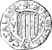 Spain 5 Sous Louis XIII 1641 KM# 38 V S PRINCIPAT9 CATALO coin obverse Spain 5 Sous Louis XIII 1641 KM# 38 V S PRINCIPAT9 CATALO coin obverse