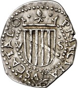 Spain 5 Sous Besalu 1642 KM# 90 V S PRINCIPATVS CATAL coin obverse Spain 5 Sous Besalu 1642 KM# 90 V S PRINCIPATVS CATAL coin obverse