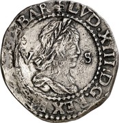 Spain 5 Sous Louis XIII 1642 KM# 41 V S LVD XIII D G REX FR ET CO BAR coin obverse Spain 5 Sous Louis XIII 1642 KM# 41 V S LVD XIII D G REX FR ET CO BAR coin obverse