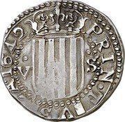 Spain 5 Sous Vilafranca 1642 KM# 91 V S PRIN TVS CA 1642 coin obverse Spain 5 Sous Vilafranca 1642 KM# 91 V S PRIN TVS CA 1642 coin obverse