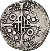 Spain 5 Sous Louis XIII 1642 KM# 41 BARCINO CIVITAS 1642 coin reverse Spain 5 Sous Louis XIII 1642 KM# 41 BARCINO CIVITAS 1642 coin reverse