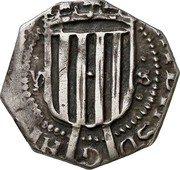 Spain 5 Sous Louis XIII 1641 KM# 48 V S PHILIP DG HISPANIA coin obverse Spain 5 Sous Louis XIII 1641 KM# 48 V S PHILIP DG HISPANIA coin obverse