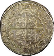 Spain 50 Reales Philip IV 1632 Aqueduct R KM# 81.3 HISPANIARVM REX 1632 coin reverse Spain 50 Reales Philip IV 1632 Aqueduct R KM# 81.3 HISPANIARVM REX 1632 coin reverse