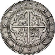 Spain 50 Reales (Philip IV) KM# 81.1 HISPANIARVM REX 1626 coin reverse Spain 50 Reales (Philip IV) KM# 81.1 HISPANIARVM REX 1626 coin reverse