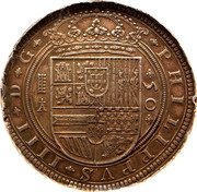 Spain 50 Reales (Felipe IV) KM# 81.2 PHILIPPVS IIII D G 50 coin obverse Spain 50 Reales (Felipe IV) KM# 81.2 PHILIPPVS IIII D G 50 coin obverse