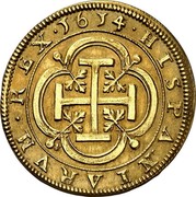 Spain 8 Escudos Philip III 1614 Aqueduct AR Ligate KM# 49 HISPANIARVM REX 1614 coin reverse Spain 8 Escudos Philip III 1614 Aqueduct AR Ligate KM# 49 HISPANIARVM REX 1614 coin reverse