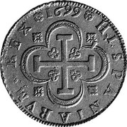 Spain 8 Escudos Carolvs II 1699 S M KM# 233.1 HISPANIARVM REX coin reverse