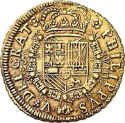 Spain 8 Escudos Felipe V Seville 1701 No S KM# 259 PHILIPVS V DEI GRAT SM VIII coin obverse Spain 8 Escudos Felipe V Seville 1701 No S KM# 259 PHILIPVS V DEI GRAT SM VIII coin obverse