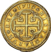 Spain 8 Escudos Felipe V Madrid 1710 M J KM# 284 HISPANIARVM REX 1710 coin reverse