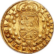 Spain 8 Escudos Felipe V Seville 1712 S M KM# 260 PHILIPPVS V DEI GRAT coin obverse Spain 8 Escudos Felipe V Seville 1712 S M KM# 260 PHILIPPVS V DEI GRAT coin obverse