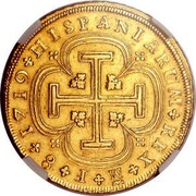 Spain 8 Escudos Felipe V Madrid 1719 F KM# 316 1719 HISPANIARUM REX M F 8 coin reverse Spain 8 Escudos Felipe V Madrid 1719 F KM# 316 1719 HISPANIARUM REX M F 8 coin reverse