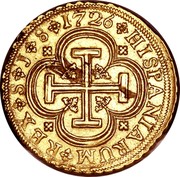 Spain 8 Escudos Felipe V Seville 1726 S J KM# 315 HISPANIARVM REX S J 8 1726 coin reverse Spain 8 Escudos Felipe V Seville 1726 S J KM# 315 HISPANIARVM REX S J 8 1726 coin reverse