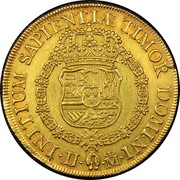 Spain 8 Escudos Philip V 1729 JJ KM# 346.1 INITIUM SAPIENTIAE TIMOR DOMINI JJ M coin reverse Spain 8 Escudos Philip V 1729 JJ KM# 346.1 INITIUM SAPIENTIAE TIMOR DOMINI JJ M coin reverse