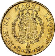 Spain 8 Escudos Fernando VI Madrid 1750 JB M. Durr and R. Michel Monnaies d'Or d'Espagne sale 11-99, XF realized $ 28,160 KM# 385 NOMINA MAGNA SEQUOR M JB coin reverse Spain 8 Escudos Fernando VI Madrid 1750 JB M. Durr and R. Michel Monnaies d'Or d'Espagne sale 11-99, XF realized $ 28,160 KM# 385 NOMINA MAGNA SEQUOR M JB coin reverse