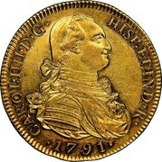 Spain 8 Escudos Charles IV 1791 S C KM# 437.2 CAROL IIII D G ... coin obverse Spain 8 Escudos Charles IV 1791 S C KM# 437.2 CAROL IIII D G ... coin obverse