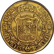 Spain 8 Escudos Charles IV 1791 S C KM# 437.2 IN UTROQ FELIX AUSPICE DEO coin reverse Spain 8 Escudos Charles IV 1791 S C KM# 437.2 IN UTROQ FELIX AUSPICE DEO coin reverse