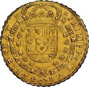 Spain 8 Escudos (Felipe V Madrid) KM# 294 J M PHILIPVS V DEI GRAT coin obverse Spain 8 Escudos (Felipe V Madrid) KM# 294 J M PHILIPVS V DEI GRAT coin obverse