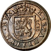 Spain 8 Maravedis Philip III 1618 KM# 16 HISPANIARVM REX 1618 coin reverse Spain 8 Maravedis Philip III 1618 KM# 16 HISPANIARVM REX 1618 coin reverse