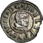 Spain 8 Maravedis Philip IV 1661 M S A variety of 1661 exists with lions and castles switched in the reverse KM# 162 PHILIPPVS IIII D G coin obverse Spain 8 Maravedis Philip IV 1661 M S A variety of 1661 exists with lions and castles switched in the reverse KM# 162 PHILIPPVS IIII D G coin obverse