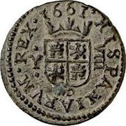 Spain 8 Maravedis Philip IV 1664 Y KM# 161.2 HISPANIARVM REX 1661 Y VIII coin reverse Spain 8 Maravedis Philip IV 1664 Y KM# 161.2 HISPANIARVM REX 1661 Y VIII coin reverse