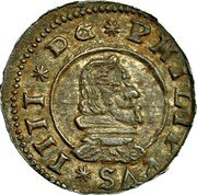 Spain 8 Maravedis Philip IV 1662 MD Y KM# 171.5 PHILIPPVS IIII D G coin obverse Spain 8 Maravedis Philip IV 1662 MD Y KM# 171.5 PHILIPPVS IIII D G coin obverse