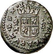Spain 8 Maravedis (Philip IV) KM# 164.1 HISPANIARVM REX 1662 R M 8 coin reverse Spain 8 Maravedis (Philip IV) KM# 164.1 HISPANIARVM REX 1662 R M 8 coin reverse