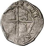 Spain 8 Reales Philip IV 1627/0 MD V Vertical mm, Value VIII KM# 39.4 HISPANIARVM REX 1627 coin reverse Spain 8 Reales Philip IV 1627/0 MD V Vertical mm, Value VIII KM# 39.4 HISPANIARVM REX 1627 coin reverse