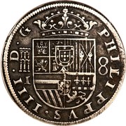 Spain 8 Reales Philip IV 1651 Aqueduct I KM# 111 PHILIPPVS IIII D G I 8 coin obverse Spain 8 Reales Philip IV 1651 Aqueduct I KM# 111 PHILIPPVS IIII D G I 8 coin obverse