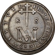 Spain 8 Reales Charles II 1687 Aqueduct BR Several varieties of 1687 exist KM# 210.2 R 8 VIRTVTE PROTECTIONE 1687 coin reverse