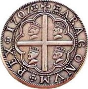 Spain 8 Reales Felipe V 1707 Full round specimens are valued at approximately twice the klippe levels KM# 62 ARAGONVM REX 1707 coin reverse Spain 8 Reales Felipe V 1707 Full round specimens are valued at approximately twice the klippe levels KM# 62 ARAGONVM REX 1707 coin reverse