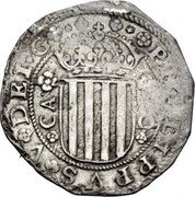 Spain 8 Reales Philip V Crowned Shield 1707 KM# 61 PHILIPPVS V DEI G CA coin obverse Spain 8 Reales Philip V Crowned Shield 1707 KM# 61 PHILIPPVS V DEI G CA coin obverse